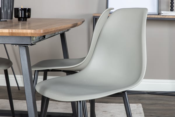 Spisebord og stole sæt, 160x85x75,5 cm, grå, MDF, plast, stål