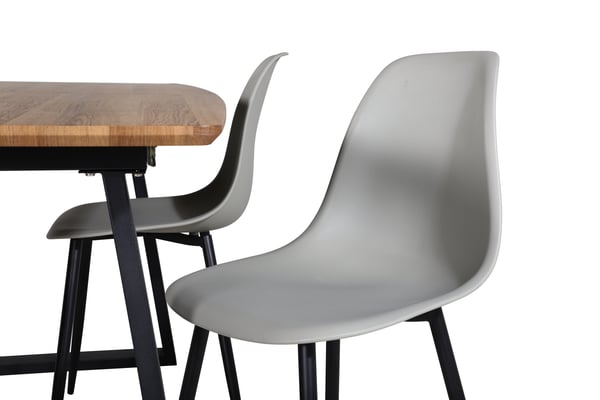 Spisebord og stole sæt, 160x85x75,5 cm, grå, MDF, plast, stål