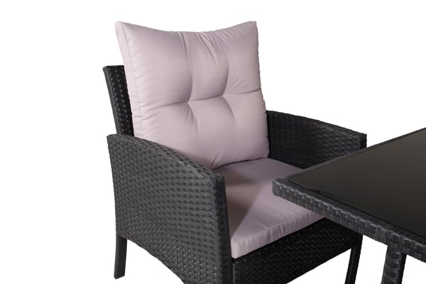 Sohvaryhmä, Knock, Pöytä: 120x70 cm, Tuoli: 75x60 cm, Sohva: 158x69 cm, Rahi: 38x38 cm, Musta