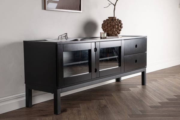 TV-taso, Alcoa Storage, 150x56,5 cm, Musta