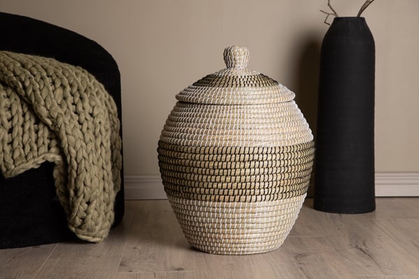 Säilytyskori, Chennai luonnonvarainen olki, ø33 cm, beige