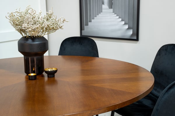 Spisebord og stole sæt, 140 cm, brun, sort, bøjet træ