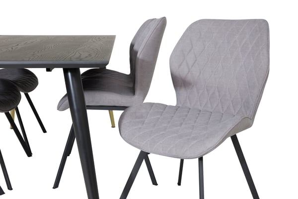 Spisebord og stol sæt, 180x90x75 cm, Sort, Stof