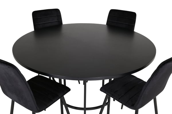 Spisebord og stol sæt, Copenhagen, 140x74 cm, Sort, Velour, Metal