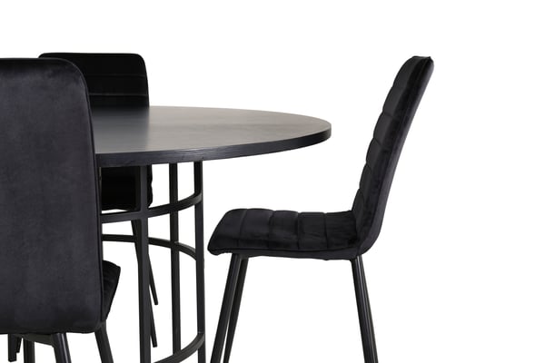 Spisebord og stol sæt, Copenhagen, 140x74 cm, Sort, Velour, Metal