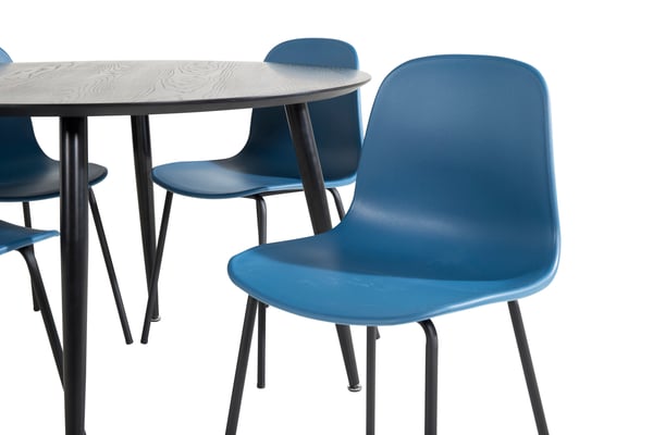 Spisebord og stolesæt, Dipp, 115 cm, Sort, Plast