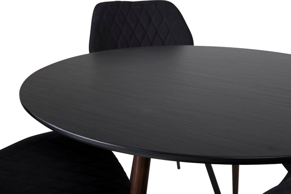 Spisebord og stol sæt, Plaza rundt bord og Gemma spisebordsstol, 100 cm, Sort