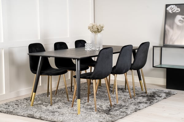 Spisebord og stol sæt, 75x180x90 cm, Sort, MDF