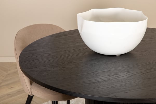 Spisebord og stol sæt, Bianca, Bord: 110 cm, Stol: 57x76,5x50 cm, Sort, Beige