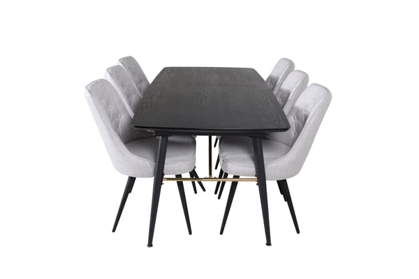 Spisebord og stol sæt, 76x180x85 cm, lysegrå, MDF