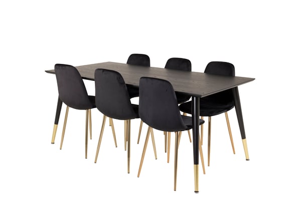 Spisebord og stol sæt, 75x180x90 cm, Sort, MDF