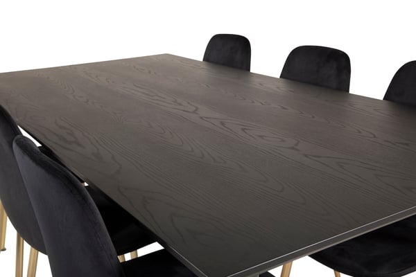 Spisebord og stol sæt, 75x180x90 cm, Sort, MDF