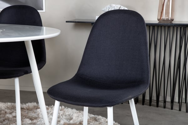 Spisebordssæt, Plaza rundt bord og Polar spisebordsstol, 100 cm, sort, hvid, bøjet træ
