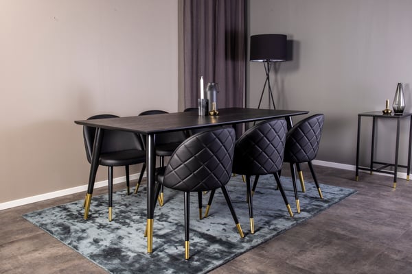 Spisebord, 75x180x90 cm, Sort, Finer