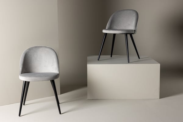 Ruokatuoli, Velvet Matstol 2-pack, 57x50x76.5 cm, Harmaa
