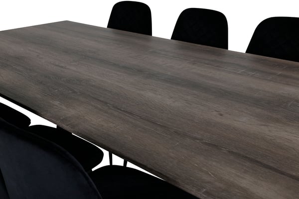 Spisebord og stol sæt, 75x180x90 cm, Grå, MDF, Krydsfiner, Stål