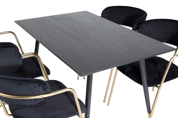 Spisebord og lænestolssæt, Dipp og Arrow, 75x120x85 cm, Sort