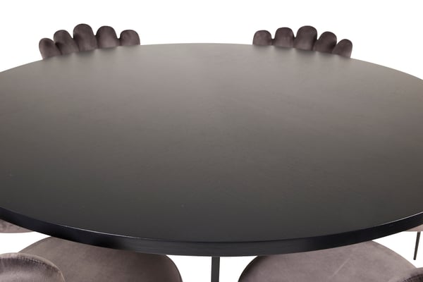 Spisebord og stole sæt, 140 cm, sort, grå, MDF, stål