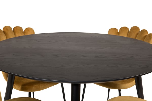 Spisebord og stole sæt, Dipp spisebord, 115 cm, sort, MDF, stål