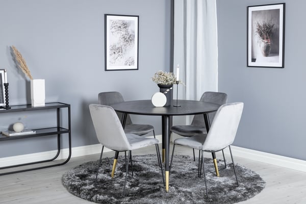 Spisebord og stol sæt, 115x63x84 cm, Sort, Velour