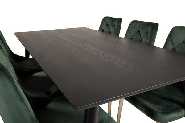 Spisebord og stole sæt, Dipp, 75x180x90 cm, Sort, MDF