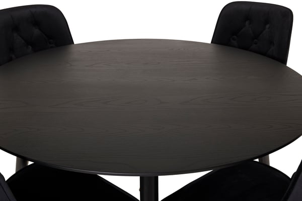 Spisebord og stolesæt, Dipp, bord 115 cm, sort