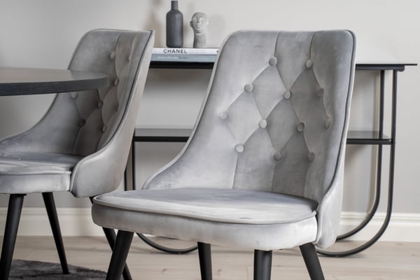 Spisebord og stol sæt, Copenhagen, 140x66x88,5 cm, Sort, Velour