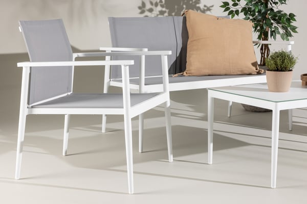 Sohvaryhmä, Break, Pöytä: 45x90x60 cm Tuoli: 63x81x59 cm Sohva: 63x81x135 cm, Valkoinen/Harmaa