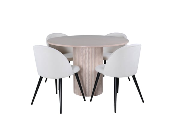 Spisebord og stol sæt, Bianca, 110x74 cm, Beige Sort