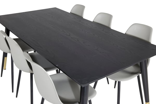 Spisebord og stole sæt, 75x180x90 cm, Sort, MDF, Plastik, Stål