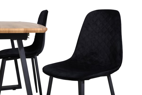 Spisebord og stolesæt, Inca spisebord og Polar spisebordsstol, 160x85x75,5 cm, sort, MDF