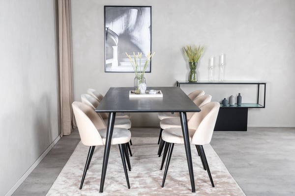 Spisebord og stol sæt, 75,5x180x90 cm, beige, bøjet træ
