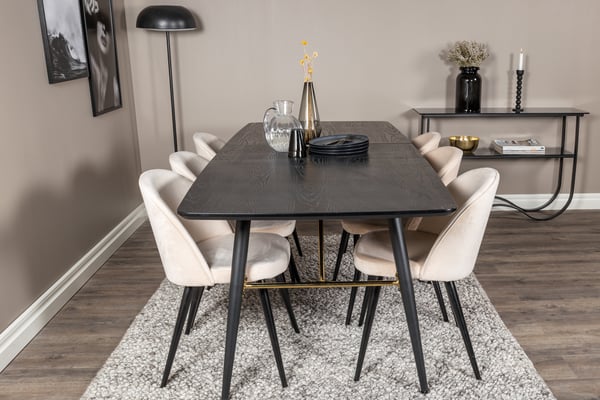 Spisebord og stol sæt, 76x180x85 cm, Beige, Bøjet træ