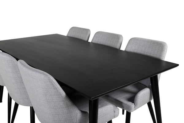 Spisebord og stole sæt, 75.5x180x90 cm, Sort, Bøjet træ