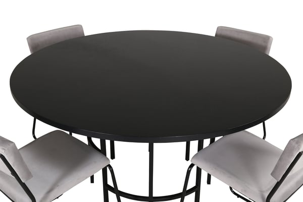Spisebord og stole sæt, 140x74 cm, Sort, Velour, Metal