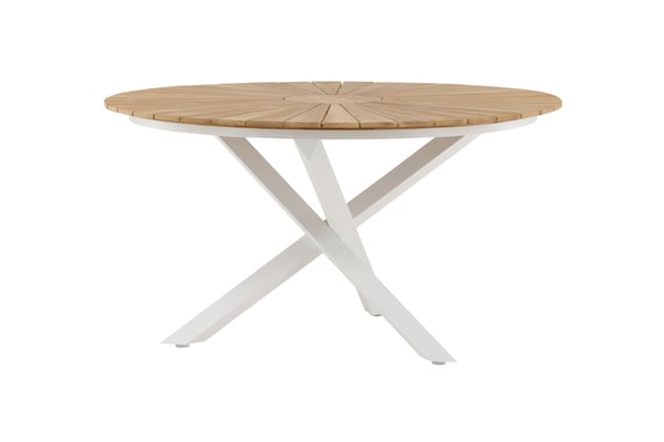 Ruokapöytä, Mexico, ø140 cm, Valkoinen/Tiikki