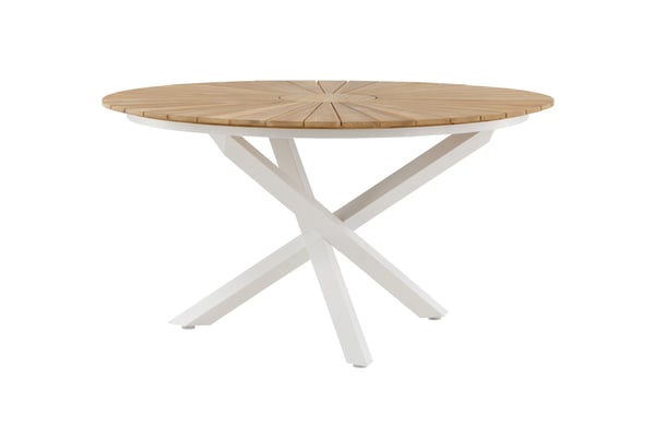 Ruokapöytä, Mexico, ø140 cm, Valkoinen/Tiikki