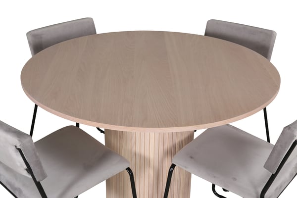 Spisebord og stol sæt, Bianca, 110x52x76 cm, Hvid, Velour, Spisemøbler