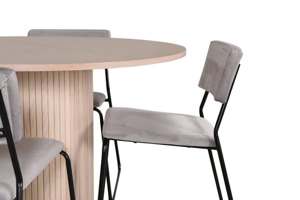 Spisebord og stol sæt, Bianca, 110x52x76 cm, Hvid, Velour, Spisemøbler