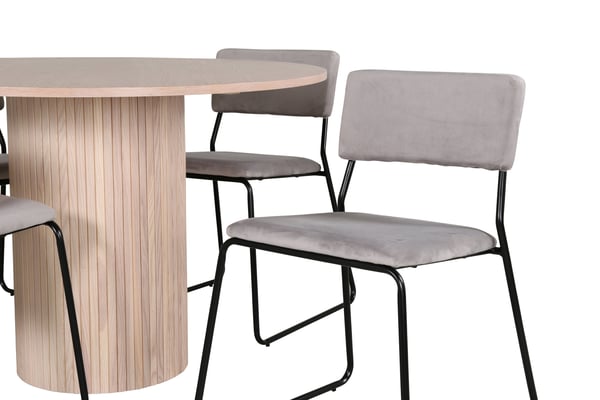 Spisebord og stol sæt, Bianca, 110x52x76 cm, Hvid, Velour, Spisemøbler