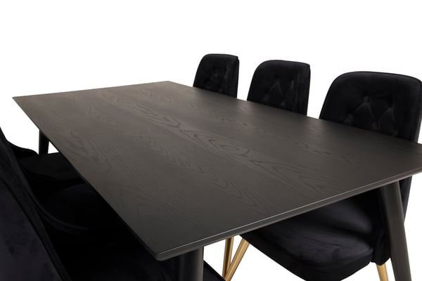 Spisebord og stol sæt, 180x90 cm, Sort, MDF