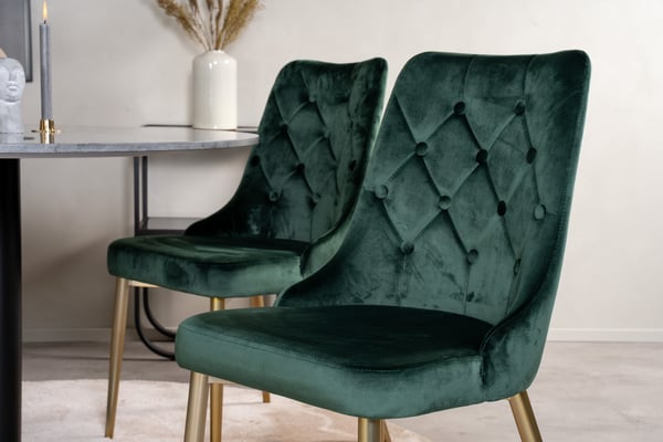Spisebord og stole sæt, 106x75 cm, Sort, Marmor, Velour