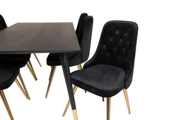 Spisebord og stol sæt, 180x90 cm, Sort, MDF