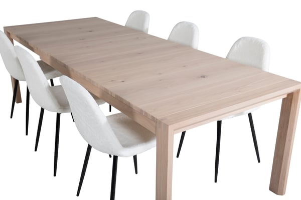 Spisebord og stol sæt, 75x170x95 cm, hvid, bøjet træ
