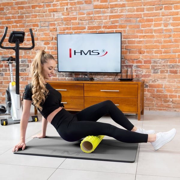 Fitnessmatta med hål HMS PREMIUM MFK07 ljusgrå-svart 120 x 60 cm EVA 15 mm