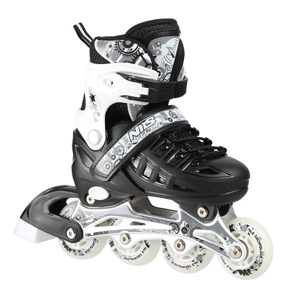 Nils Extreme NH10905 4-i-1 inlines med utbytbart hockeystycke, svart, storlek M (35-38)