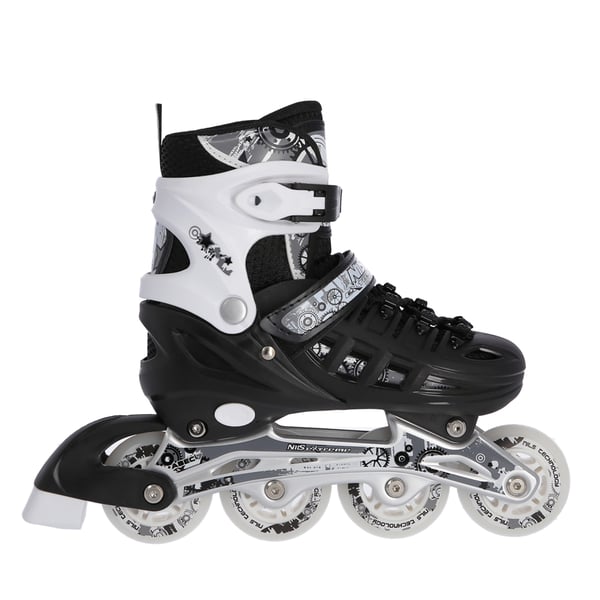 Nils Extreme NH10905 4-i-1 inlines med utbytbart hockeystycke, svart, storlek M (35-38)