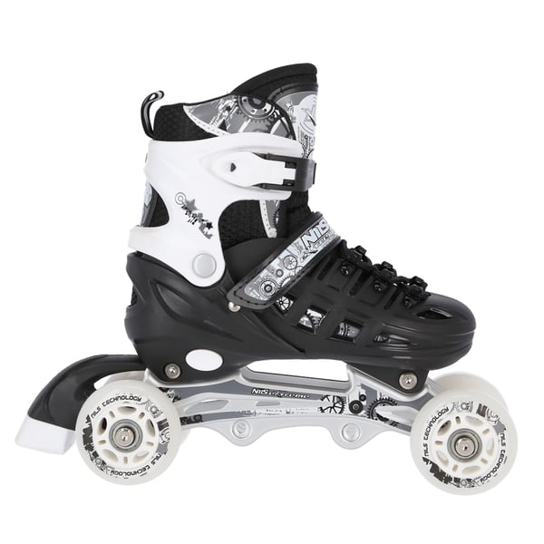 Nils Extreme NH10905 4-i-1 inlines med utbytbart hockeystycke, svart, storlek M (35-38)