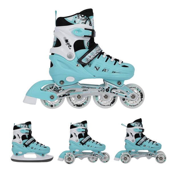 Nils Extreme NH10905 4-i-1 inlines med utbytbart hockeystycke, nyskick, storlek S (31-34)