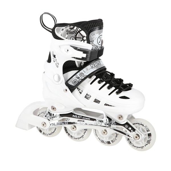 Nils Extreme NH10905 4-i-1 inlines med utbytbart hockeystycke, vit LED, storlek M (35-38)